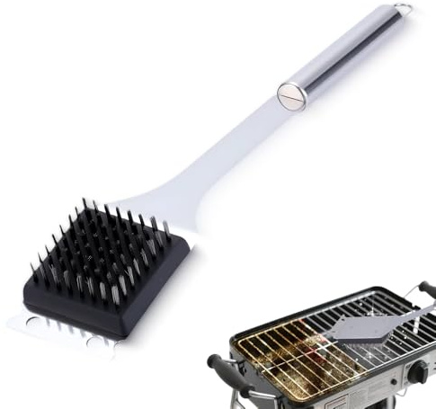 Profi Edelstahl Drahtbürste für Grill - Reinigungsbürste mit Edelstahlborsten, Cleaning Brush für Gas, Holzkohle, Elektro, Infrarot (Kleinformat)