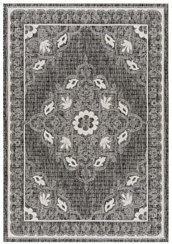 Mazovia Alfombra de Exterior Balcón 80x150cm Antracita Gris Clásico Vistoso