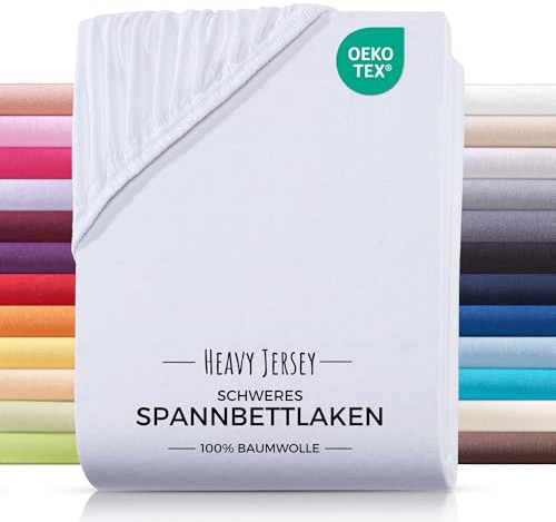 CARPE SONNO® Jersey Spannbettlaken 160x200cm Baumwolle | Laken Weiß mit Einlaufschutz & Bügelfrei Matratzenbezug bis 22cm | Bettlaken 160x200 Baumwolle | Leintuch 160x200 | Spannbetttuch 160 x 200