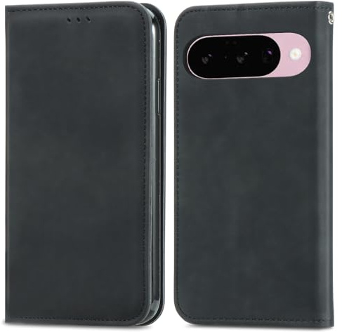 WBWONE Cover a Libro per Google Pixel 10, Antiurto Custodia a Portafoglio in Pelle Premium con Funzione di Supporto e Slot per Carte - Nero