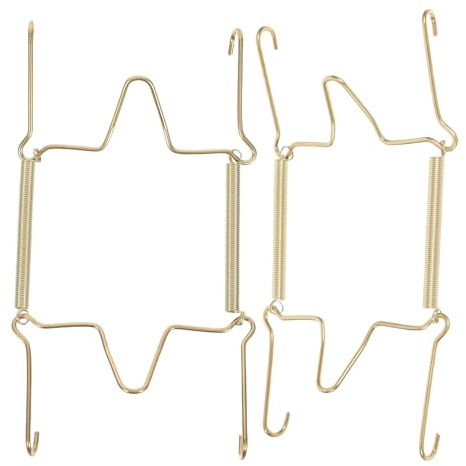 OUNONA 2 pièces Lot de Crochets Invisibles Métal U avec Ressort Support Mural Robuste pour Assiettes Décoratives Accroche-plateau Gain de Place pour Cuisine et Décoration Murale