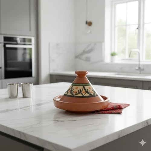 Tajine Pentola Terracotta Piatto Etnico Dipinta a Mano Tradizionale Marocchina Tunisina M 22cm 1811251107 E-Book Omaggio