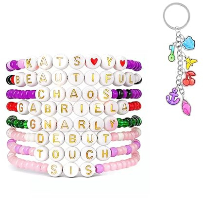 KATSEYE Merch Bracelets Keychain Set Tour Album Inspired Friendship Gifts for Fans Women Men