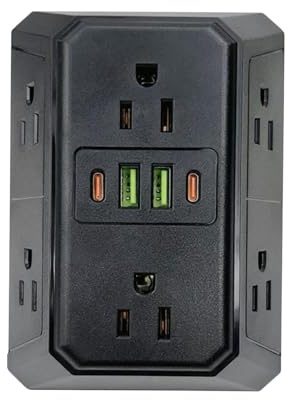 Prolunga di presa, adattatore a 6 prese di corrente, prolunga di prese con USB, per casa, viaggi, residenza di studenti, camera, scuola, hotel, viaggi d'affari