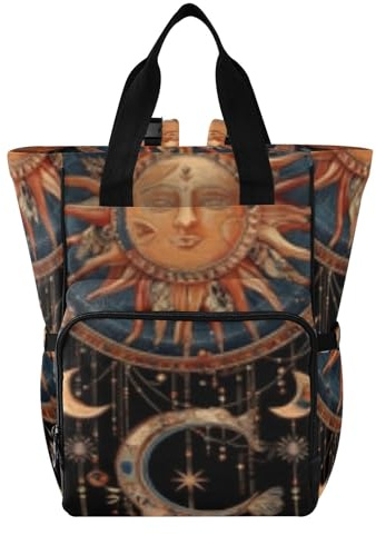 Mnsruu Baby Diaper Bag Backpack Sun Moon Dream Catcher Large Bag Waterproof Travel Diaper Bags for Moms and Dads