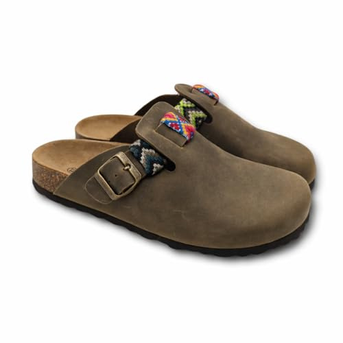 Zeffirino Suerte Meravigliosi Sabot Donna in Pelle, Eleganti Zoccoli Chiusi Davanti, Ciabatte Estive e Invernali in Cuoio