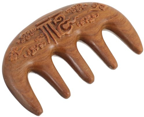 Homoyoyo Peine de Masaje de Madera Marrón para Cabello y Hombros Dientes Anchos, Diseño Artesanal Tradicional para Relajación y Cuidado del Cuero Cabelludo