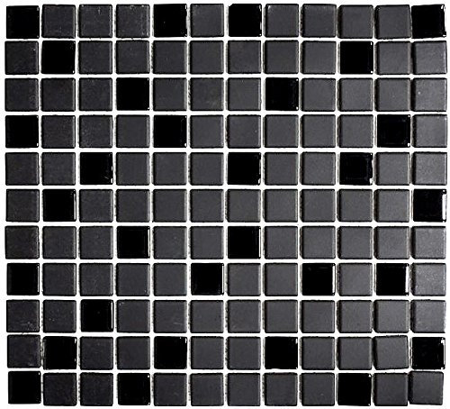 Mosaik Fliese Keramik schwarz unglasiert Glas für WAND BAD WC DUSCHE KÜCHE FLIESENSPIEGEL THEKENVERKLEIDUNG BADEWANNENVERKLEIDUNG Mosaikmatte Mosaikplatte