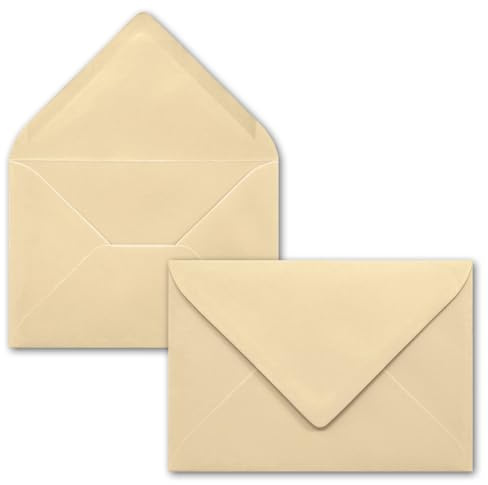 50x Briefumschläge B6-17,5 x 12,5 cm - Karamellbraun - Nassklebung mit spitzer Klappe - 120 g/m² - Für Hochzeit, Gruß-Karten, Einladungen