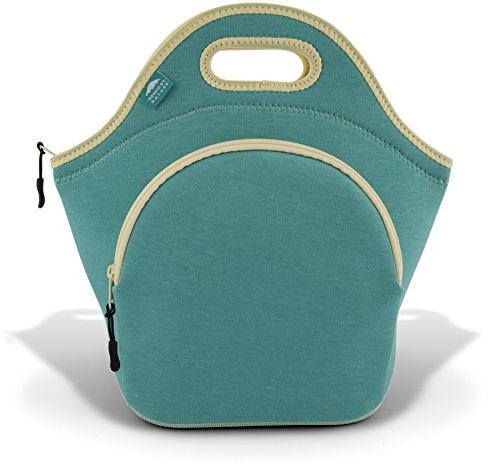 Nordic By Nature Insulated Neoprene Lunch Bag, Soft & Foldable Washable & Reusable Extra-Pocket (L) Lagoon