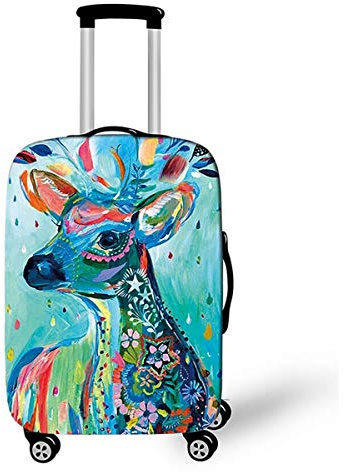 DOTBUY Elastisch Kofferhülle, 3D Reise Kofferschutzhülle Gepäck Cover Reisekoffer Hülle Schutz Bezug Schutzhülle Waschbare Reisetasche Kofferbezug (Blauer Hirsch,XL (30-32 Zoll))