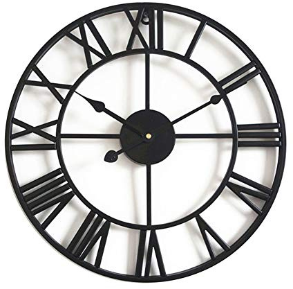 Taodyans - Reloj de pared silencioso con números romanos (40 cm), diseño metálico con engranajes vistos, ideal para salón, cocina, café, hotel y oficina, decoración del hogar