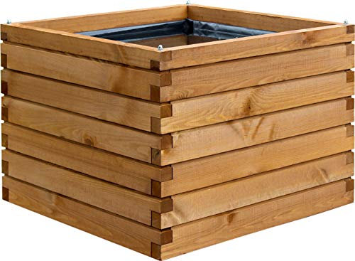 dobar® 29220FSCe Hochteich Alea | Gartenteich aus Massiv-Holz | Miniteich für Garten/Terrasse/Balkon | Teich für den Garten inkl. Teichfolie | 78 x 78 x 60 cm | Braun