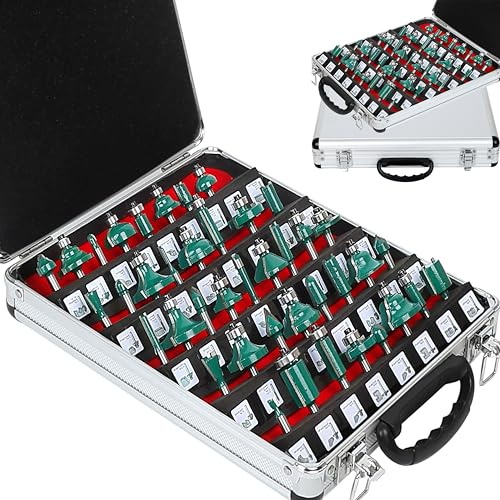 LEATBUY 41 PCS Router Bit Set Woodworking Molding Cutter 1/4 Inch Shank, Tongue Groove Wood Milling Router Bits Drill Tool for Door Table Cabinet Shelve Wall DIY(GH-7)