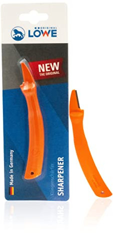 Original LÖWE Klingenschärfer - 0022 | Schärfer für Gartenschere Industrieschere mit Polyamidgriff zum Schärfen der Klinge | Made in Germany, Orange