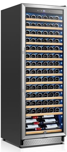 Tylza Upgraded 154 Bottles Wine Cooler Refrigerator, 24 Inch Tall Wine Fridge Built-in or Freestanding with Professional Compressor, Low Noise Fast Cooling and Intelligent Temperature Memory