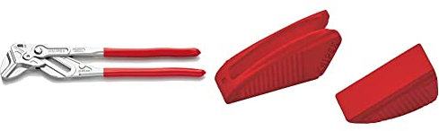 KNIPEX Zangenschlüssel XL Zange und Schraubenschlüssel in einem Werkzeug (400 mm) 86 03 400 & Schonbacken für 86 XX 250 3 Paar 86 09 250 V01