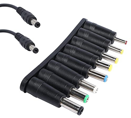 SHANFEILU Ordenador portátil Adaptador Corriente DC 8 en 1 Enchufe Universal DC 5.5 mm x 2.1 mm convertidor DC 5.5 x 2.1 mm Negro bifurcación Sonido 8,67pulgadas/22cm