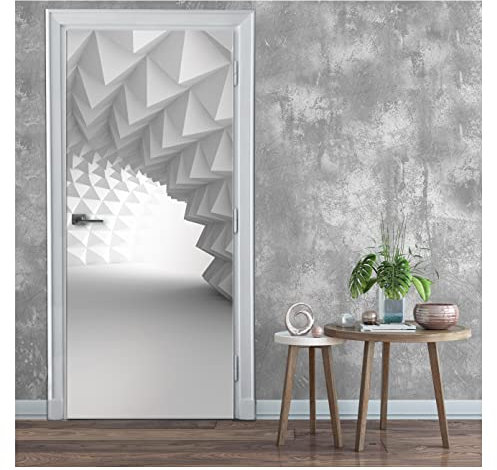 Türtapete Selbstklebend 3D Effekt Tunnel - 91x211 cm einteilig - Türposter Fototapete für Tür Wohnzimmer Küche Badezimmer Türaufkleber Türfolie UV-Beständig Montagefertig