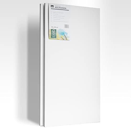 2er-Set Künstler-Leinwand zum Bemalen 40x80cm groß. Die leere, weiße Leinwand aus 100% Baumwolle ist umlaufend gespannt auf FSC® Holz-Keilrahmen mit 17mm Stärke, 280g/m², 2-fach weiß grundiert