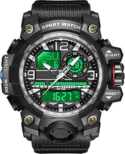 findtime Militär Große Armbanduhr Herren Uhren Analog Digitaluhr 5 ATM wasserdichte Outdoor Taktische Sportuhr mit Wecker Datum 12/24H LED Stoppuhr für Männer Jungen Silikonband
