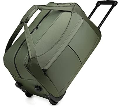 KONO Trolley Reisetasche mit Rollen Klein Rollkoffer Handgepäck Koffer 55cm Leicht Reisekoffer mit 2 Rollen (Grün)