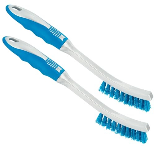 HOMESHOPA Grout Tile Brush, 2 Pack Plastic Small Narrow Grout Cleaning Brush to Remove Mould Dirt and Grime Mildew, Tile Scrub Brush with Stiff Bristles, Multifunction Kitchen Bathroom Cleaning