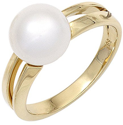 Ring Damenring mit Perle SüÃŸwasser Zuchtperle 585 Gold Gelbgold Perlenring, RinggröÃŸe:Innenumfang 56mm ~ Ã˜17.8mm