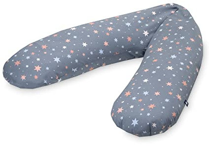 Julius Zöllner Jersey Stillkissen ca. 190 cm | Füllung 42 Liter EPS-Mikroperlen | Made in Germany | Bezug aus 100% Baumwoll-Jersey | OEKO-TEX® STANDARD 100 | Shiny Stars