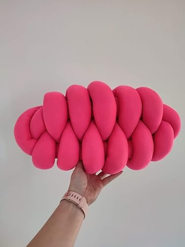 Knotenkissen, Neonrosa Knotenkissen, Jersey Polyester rosa Knoten, Knotenkissen, Großes Bodenkissen, Großes Knotenkissen, Großes Bodenkissen