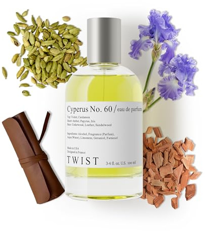 Twist - Cyperus No. 60 - Eau De Parfum Inspired by Santal 33, Long-Lasting Perfume For Women & Men, Sandalwood & Woods, Vegan, Clean Ingredients, Unisex, Fragrance - Spray 100 ml | 3.4 fl. oz.