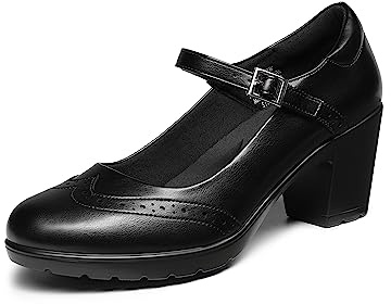 DREAM PAIRS Women's Classic Oxfords Heels T-Strap Dress Shoes,Size 4,Black-PU,SDOX2301W