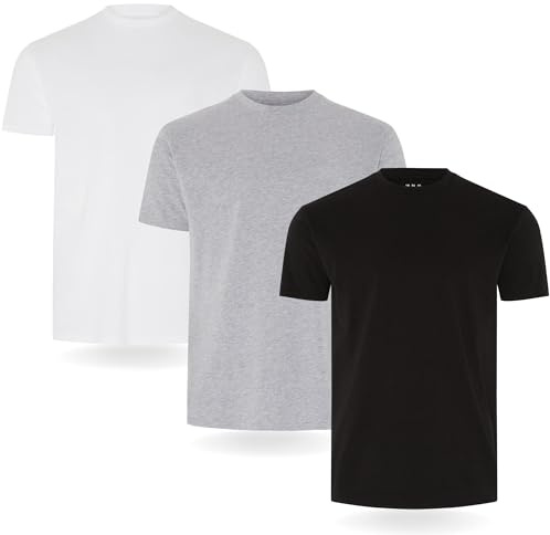 FM London 3/5 Pack Mens T Shirt, Premium Weight, 100% Cotton & Super Soft