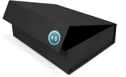 Verpackungswelt Geschenk-Box mit Deckel | 16 x 12 x 4 cm (5er Pack) | Geschenk-Karton mit Magnet-Verschluss | Perfekt für Geburtstag, Hochzeit, Weihnachten, Geburt | Geschenk-Verpackung Charcoal