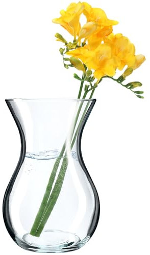 KADAX Blumenvase, 18cm Vase aus Glas, ⌀8cm Glasblumenvase mit einem 11cm Hals, Durchsichtige Tischvase, Klarglasvase, Glasvase für Blumen, Dekovase für Wohnzimmer (1 Stück)