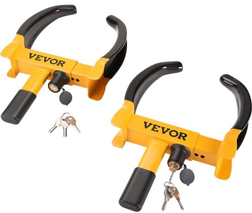 VEVOR Radkralle Parkkralle 2 Stk. Wegfahrsperre 9 Verstellbare Positionen, mit 6 Schlüsseln für Auto SUVs Geländewagen Anhänger Reifenkralle Wegfahrsperre Diebstahlsicherung Radklemme Radschloss Gelb