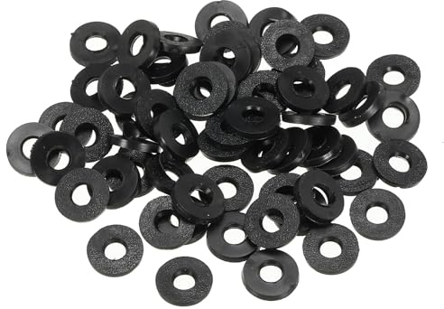 PATIKIL M4 Rubber Flat Washer, 100 Pack 4mm ID 9mm OD 1.2mm Thick Sealing Spacer Gasket Ring for Faucet Pipe Water Hose Fastener Bolt, Black