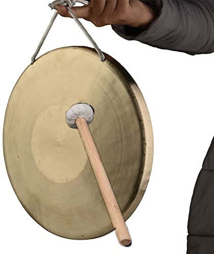 Gong de mano de 30 cm, platillo, gong, instrumento de percusión de ópera de iglesia con martillo redondo(Color:27.5cm,Size:)
