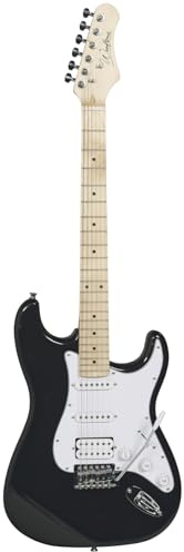 Guitarra eléctrica Woodbrass ST100 negra – Versátil para principiantes, cuerpo ST tilo americano, tecla de arce – Estilo rock, pop, funk, country, hard, metal