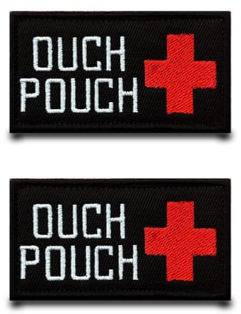 2 stycken polismässhop – Ouch Pouch Medic räddningstjänst taktisk lapp militärmärke märke med broderi rolig flagga applikation för ryggsäckar jacka hundsele jeans kläder väst