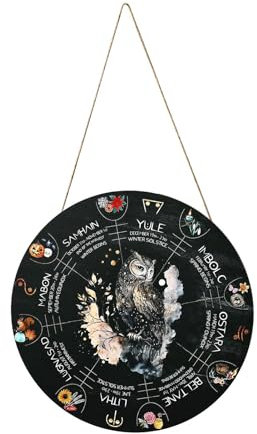 Fogukier Kalender Heidnisches Altar Heidnisches Rad – nordisches heidnisches Schild aus mit Gravur – Wicca-Türschild Wanddekoration, heidnisches Hexenschild, himmlisches Schild, Weihnachtsaltar