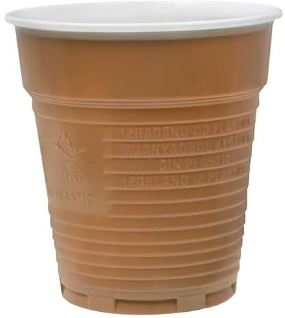 Monouso | 100 Vaso de Plástico PS Bicolor 165 ml Ø7,0cm | Compatible con Máquinas de Vending | Ideal para Café, Infusiones y Servicios de Alta Rotación | Pack de 100 unidades