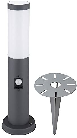 Edelstahl Sockel Leuchte Erd Spieß Garten Weg Bewegungsmelder Hof Außen Steck Steh Lampe ANTHRAZIT
