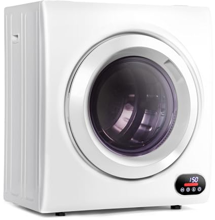 Euhomy Portable Dryer, 1400w, 2.65 Cu.Ft. Clothes Drying Machine with Exhaust Hose, Compact Dryer with Stainless Steel Drum, LCD Display, Suitable for Home, Apartment, RV