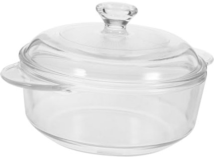 LAPYAPPE 1l Heat-Resistant Glass Salad and Dessert Bowl Lid, Extended Handles, Sturdy Glass Storage for Kitchen and Dining