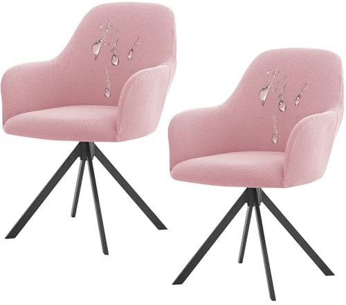CLGTY Stretch Stuhlhussen mit Armlehnen für Esszimmer-rosa-2 Stück | Wasserabweisend Modern Hussen mit Elastischem Boden, Waschbar Sesselbezug für Buffetparty Dekorative
