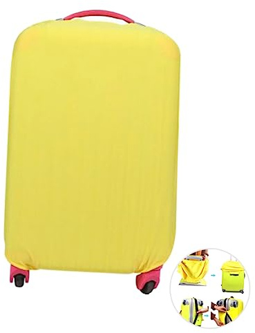 AKOOSY Elastische Kofferabdeckung Für 26-30 Zoll Gepäck Dehnbarer Und Schützender Trolley Gepäckschutz in Gelb Staub Und Kratzfest Mit Griffzugang Für Reisen