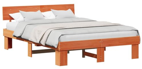 vidaXL Struttura del Letto Marrone Cerato 160 x 200 cm Pino massello, Letto Rettangolare in Pino, Design Moderno Resistente per stanze contemporanee, mobili Funzionali per casa