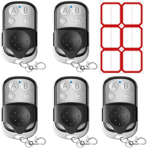 5 Pcs Mando Garaje Universal 433.92 MHz, Comando Portao De Garagem, Mando Puerta Garaje, Mando Parking Universal para Puertas De Garaje E Interruptores para Persianas.