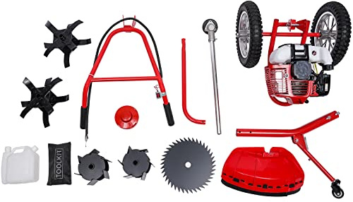 Rasenmäher | Leistungsstarker 2-in-1 Benzin-Rasenmäher | 1,8KW Benzinmotor | 49CC Hubraum | 28cm Schnittbreite | Leicht & Effizient für Garten & Hof